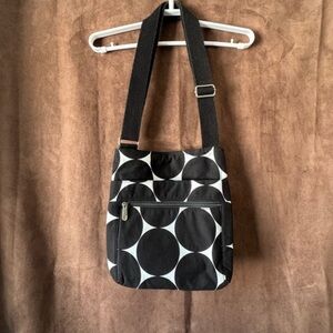 Black & White Circle-Print Crossbody Shoulder Bag